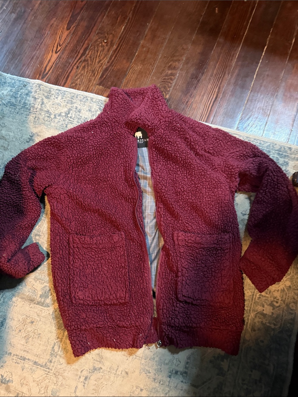 American Stitch Burgundy Teddy Sherpa Jacket